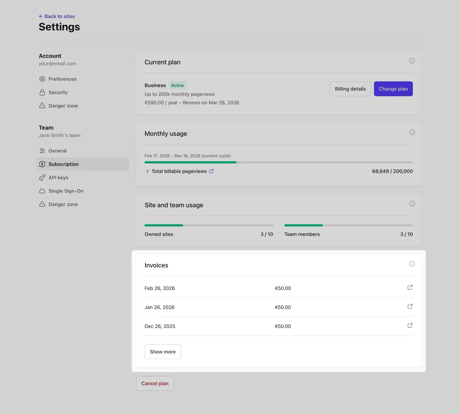 Download Plausible invoice