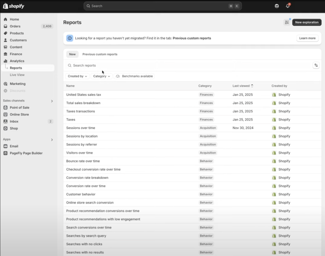 Shopify Analytics reports Shopify Analytics reports